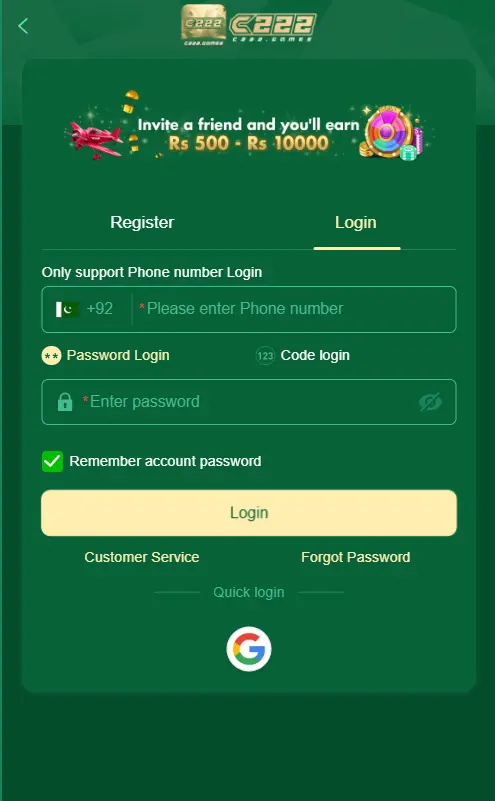 C222 Game login
